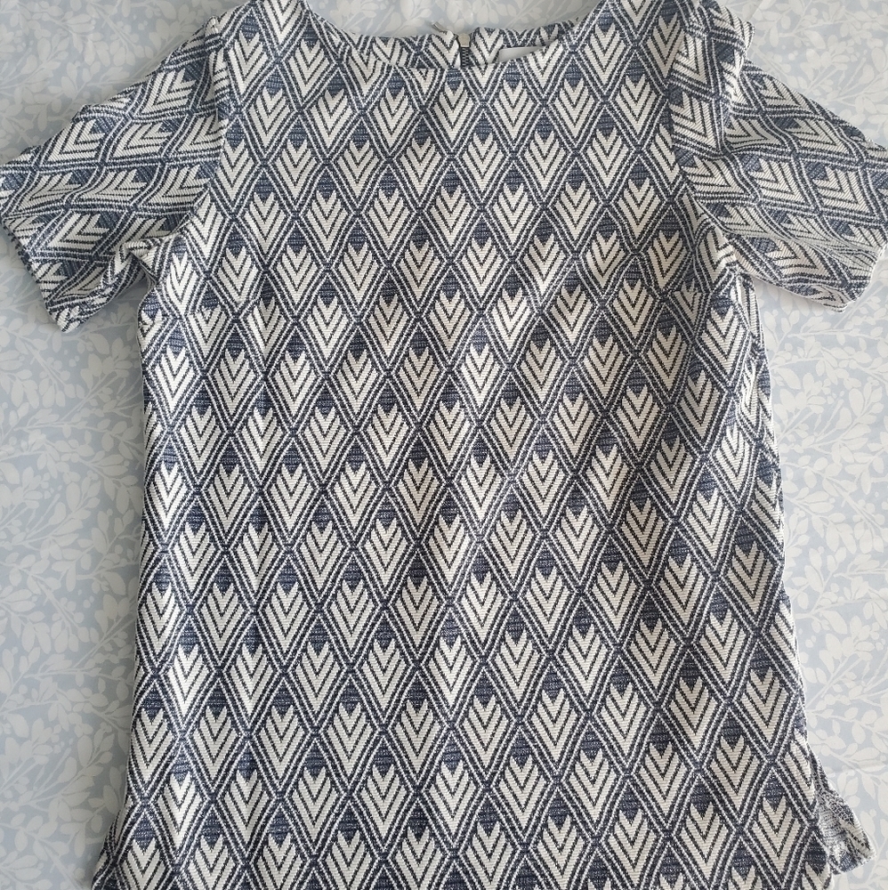 Next Women's Short Sleeves White Blue Glitter Blouse UK 6 Made In Turkey